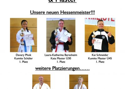 Platzierungen der Licher Karateka auf der Hessenmeisterschaft 2019.