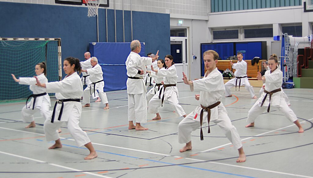 Gruppenbild der Oberstufe während des Jahresabschlusstraining der Erwachsenen im Karate Dojo Lich