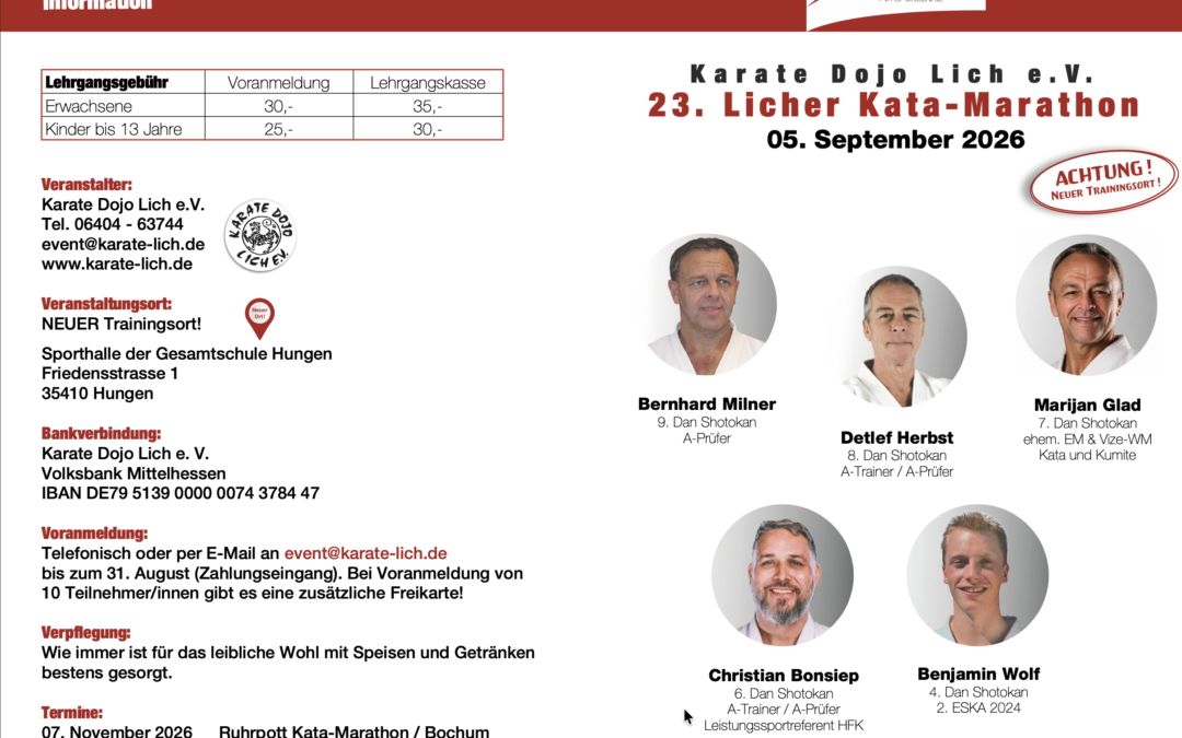 23. Licher Kata-Marathon am 5. September 2026